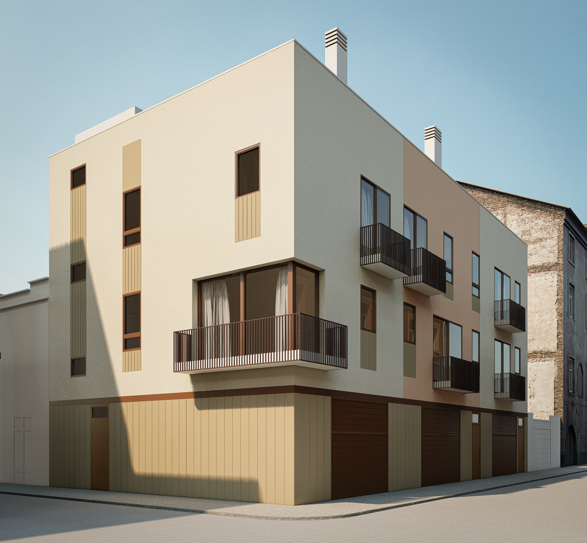 Fachada de la promoción 3 casas unifamiliares — Carrer Jardí, 4